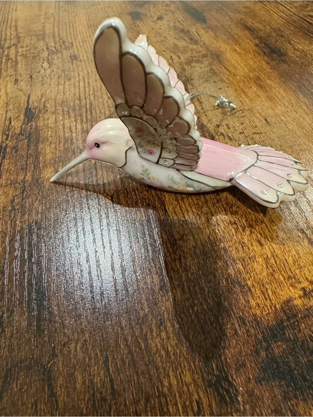 Pink Porcelain Hummingbird Ornament from Bradford Exchange by Lena Lou